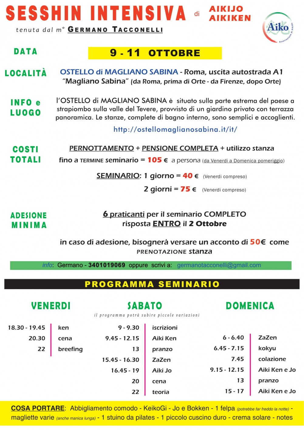 aikiken e aikijo - seminario ottobre 2020